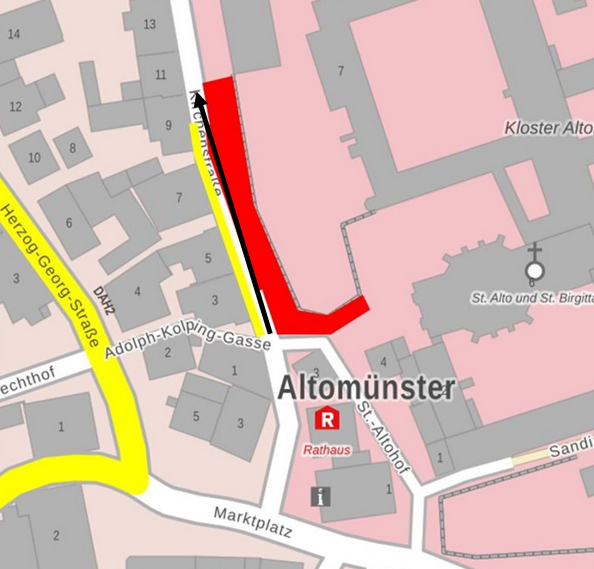 Halbseitige Sperrung der Kirchenstraße in Altomünster ab 30.05.2022 bis Mai 2023