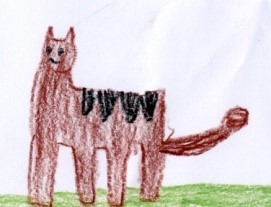 Gruppe Katze Zeichnung eines Katzenbildes mit gestricheltem Körper