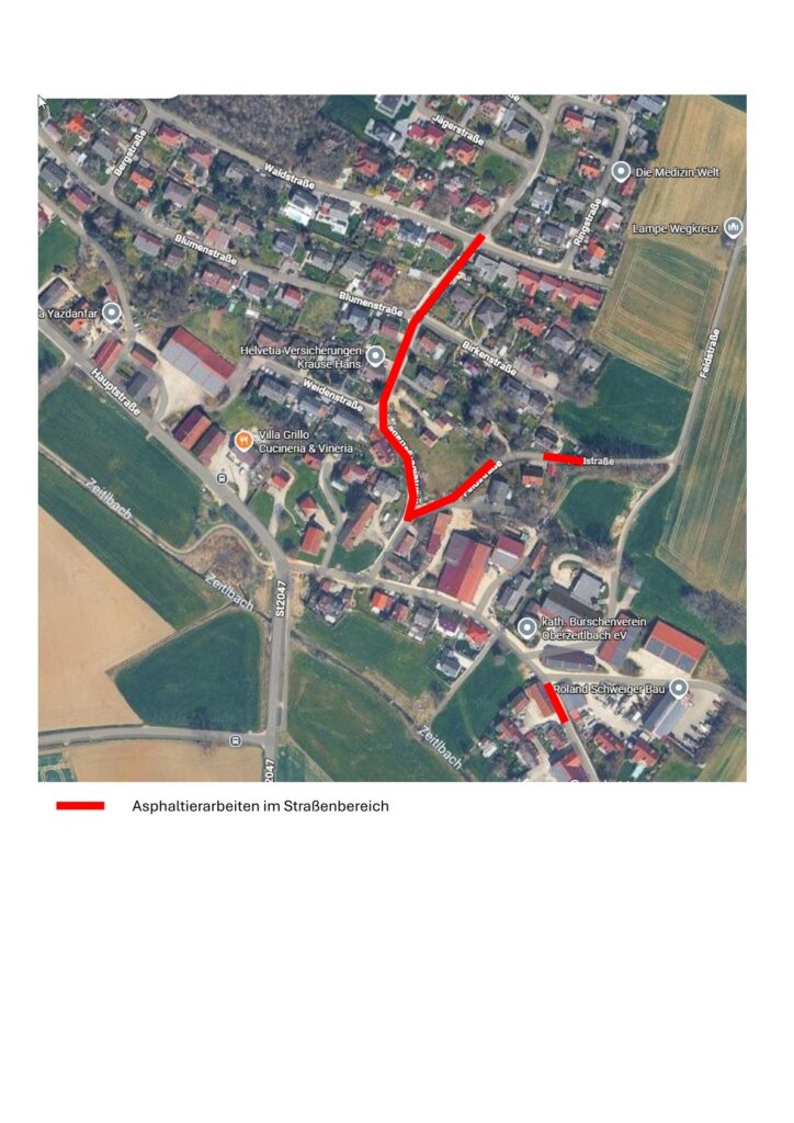 Auf dem Bild sehen Sie die betroffenen Straßenabschnitte